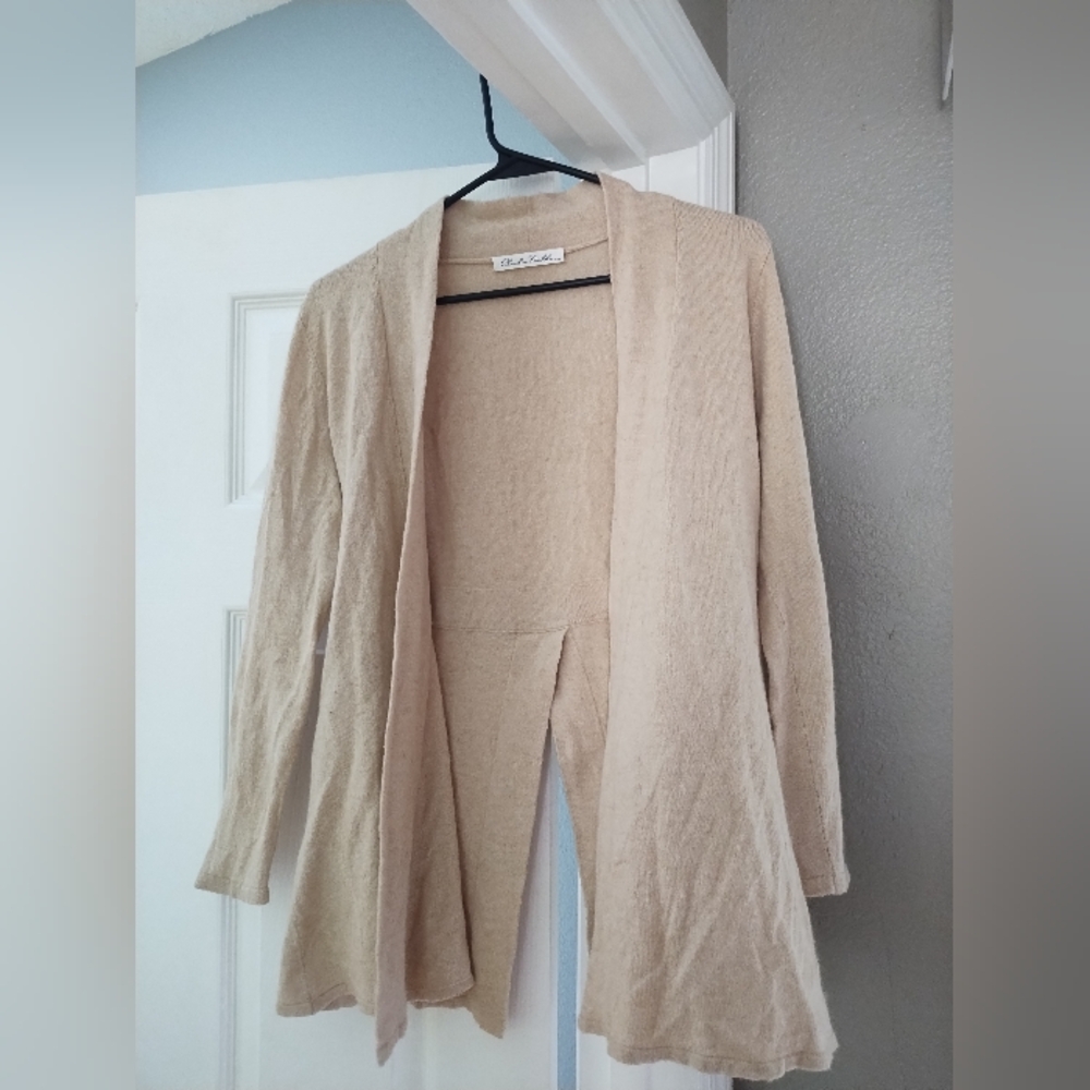 Claudia Nichole Cashmere And Silk Cardigan Size Medium Natural LuxurySoft Fabric